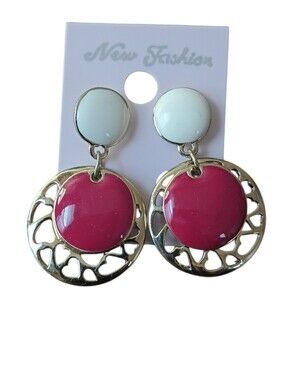 Earrings Women’s Pink and White Drop Earrings Fashion Statement Jewelry